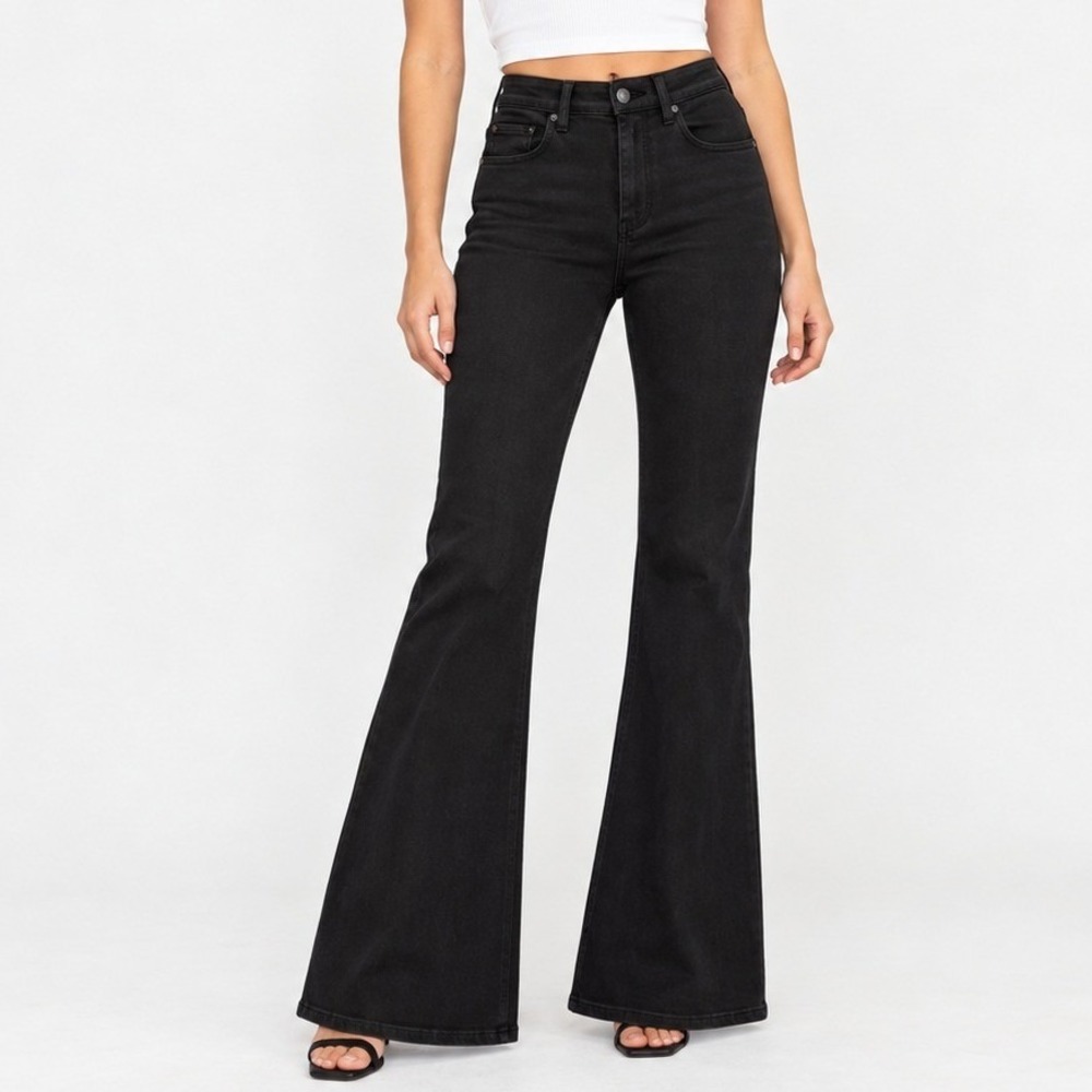 DL1961 Rachel Flare Jeans 29 Black Ultra High Rise